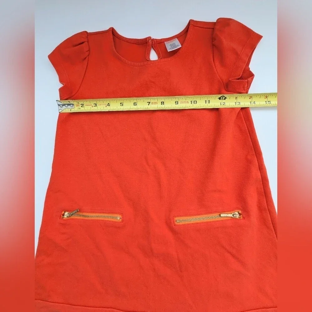 Gymboree Kids' (Size 8) Bright Orange Dress w/Gold Zippers & Ruffled Hem